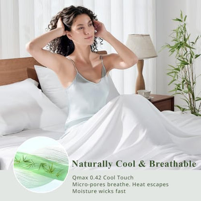 Bamboo Viscose Sheet Set King Size, Cooling Sheets Bed Set 4pcs