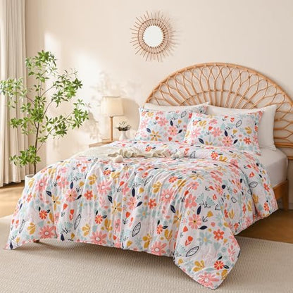Yibeizi Girls Floral Full Size Kids Comforter Set Boho Bedding