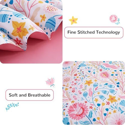 Viviland Kids Twin Bedding Sets, Girls Comforter, Floral