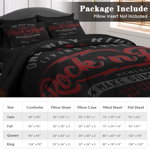 Pamnest King Comforter Set with Sheets, 7 Pieces Vintage Music Bedding