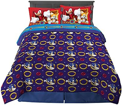 Franco Kids Bedding Super Soft Comforter and Sheet Set, 5 Piece Full Size, Sonic The Hedgehog, Anime