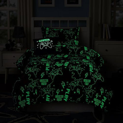 Kids Queen Comforter Set - 4 Pieces Gamer Queen Bedding Sets for Boys