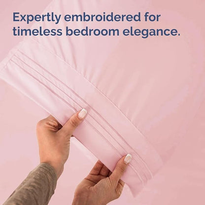 King Pillow Cases Set of 4 - Ultra Soft Hotel Quality Pillowcase Covers - Comfy, Cozy & Wrinkle Free - Shrinkage, Stain & Fade Resistant - Machine Washable Pillow Protectors - 4 Piece Set - Baby Pink