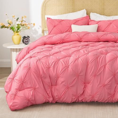 BEDELITE Twin Comforter Set Strawberry Pink,Lightweight & Soft Comforter