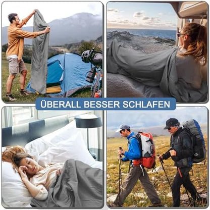 Sleeping Bag Liner, Updated Adult Sleep Sack & Travel Sheets with Foot Zipper, Lightweight and Portable Camping Sleeping Bag Liners - Ideal for Backpacking, Hostels and Camping