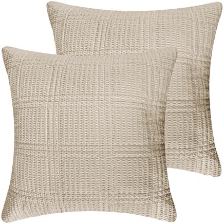 Levtex Home - Cloud Waffle - Quilted Euro Sham Set of 2 - Waffle Weave - Taupe - (26x26in.), No Insert - Cotton