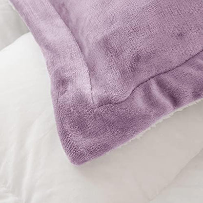Seward Park Lavender Purple Fuzzy Sherpa Comforter Set Full Queen Size, Soft Fall Winter All Season Girls Bedding Comforter Sets 3 Piece (1 Comforter and 2 Pillow Shams)