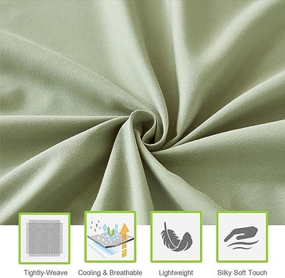 ILAVANDE Sage King Size Sheets Set 6 Piece,Super Soft 1800 Series Microfiber Bed Sheets King Set-Wrinkle & Fade Resistant-14“ Deep Pockets Sheets for King Size Bed(King,Sage Green)