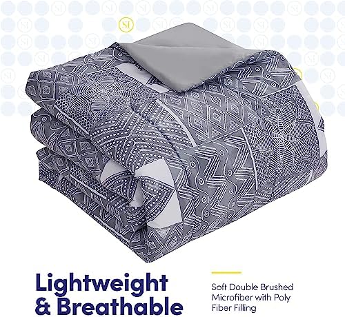 Sweet Home Collection 7 Piece Comforter Set Bag Solid Color All Season Soft Down Alternative Blanket & Luxurious Microfiber Bed Sheets, Tulsa, Full