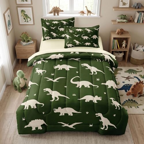 Boys Twin Comforter Set, Dinosaur Bedding, Twin Size
