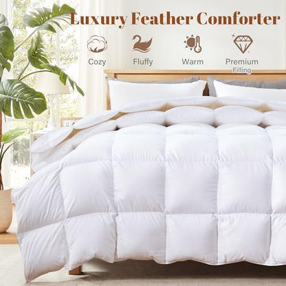 Cosybay Feather Down Fiber Comforter King Size, 100% Cotton Cover