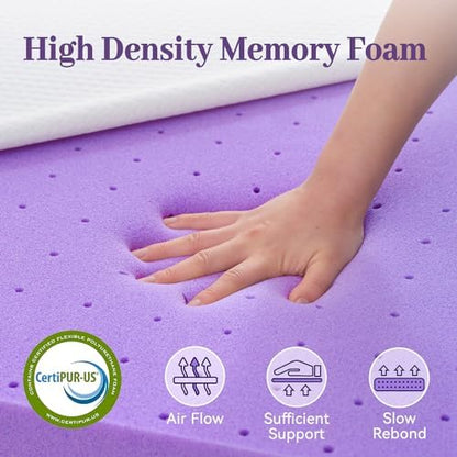 SINWEEK 2 Inch Gel Memory Foam Mattress Topper Twin XL Size/Twin Extra Long, Ventilated High Density Pad for Back Pain, Bed Topper with Removable Soft Cover, CertiPUR-US Certified