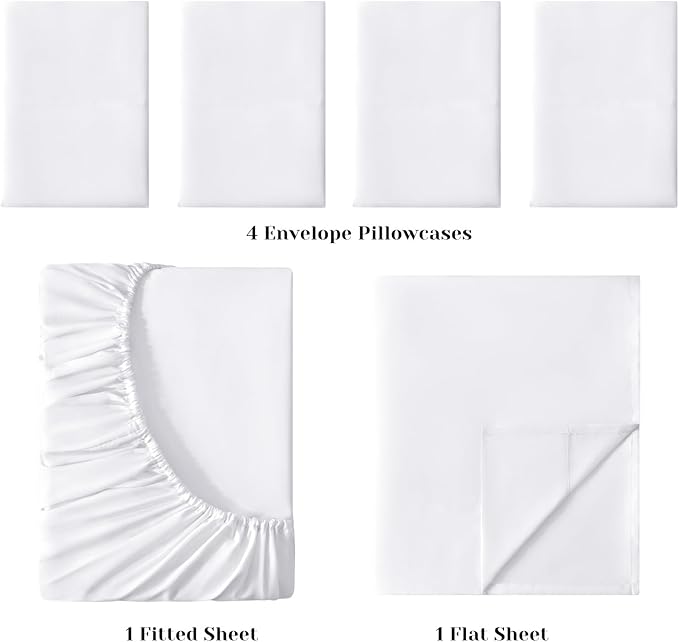 BYSURE Hotel Luxury Bed Sheets Set 4 Piece(Twin, White) - Super Soft 1800 Thread Count 100% Microfiber Sheets with Deep Pockets, Wrinkle & Fade Resistant