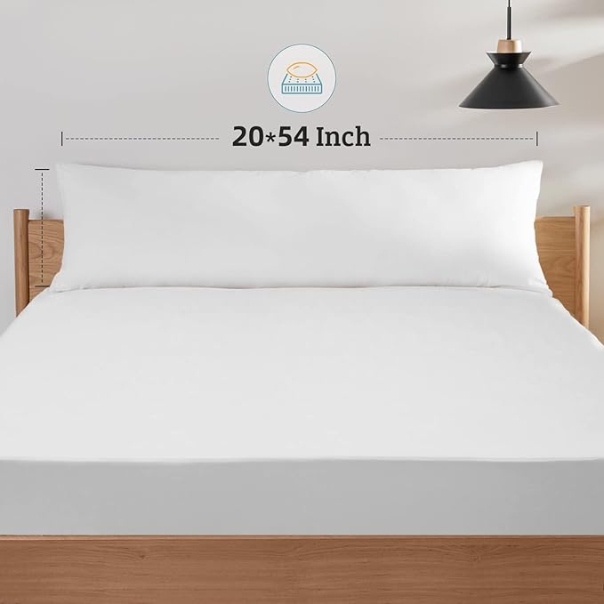 YIYEA Body Pillow Cover Set of 2, Ultra Soft 1800TC Hotel Quality Double Brushed Microfiber Body Pillow Pillowcases, Envelope Closure, Fade Resistant (20"x54", Black)