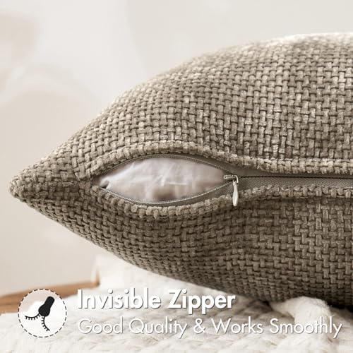 MIULEE Decorative Couch Throw Pillow Covers 20x20 Inch Neutral Khaki 2 Pack