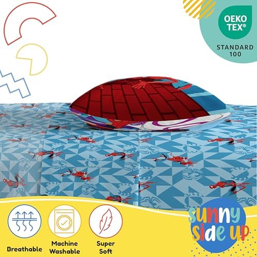 Sunny Side Up Kids Sheet Set Includes Sheets and Pillow Cover - 100% Microfiber Bedding and Room Decor, Blue - Spiderman, 3 Piece Twin