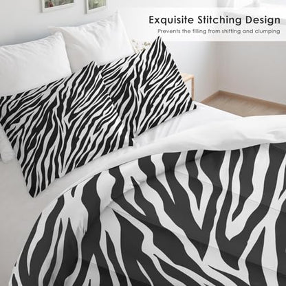 Pamnest Queen Comforter Set, 3 Pieces Zebra Stripe Bedding, All Season
