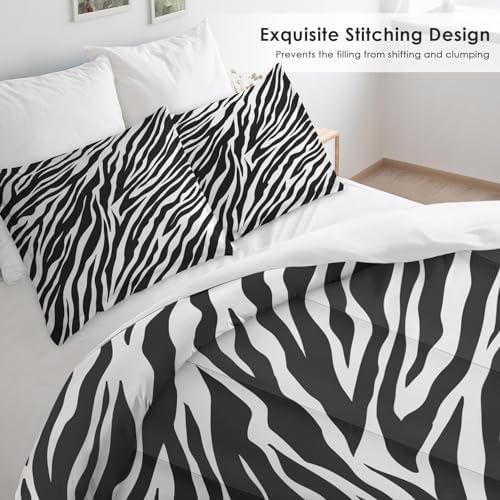 Pamnest King Comforter Set, 3 Pieces Zebra Stripe Bedding, All Season