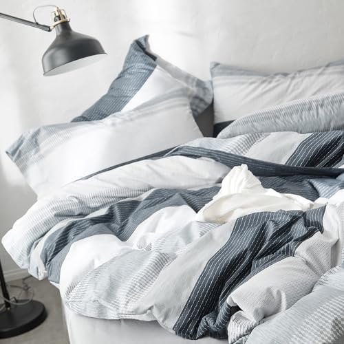 mixinni Comforter Twin XL College Dorm Modern 3 Piece Striped Pattern Comforter Set Men Boys for All Seasons, 1 Fluffy Comforter and 2 Pillowcases-Twin XL Size