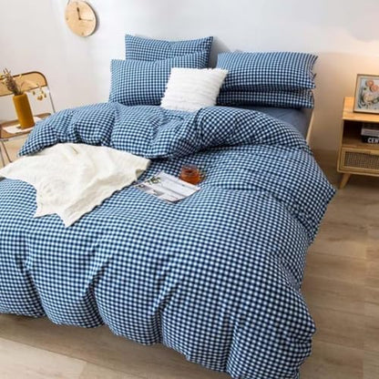 LifeTB Royal Blue Gingham Comforter Set King Modern Style Blue Plaid Checkered Comforter Set Soft Fluffy Grid Bed Comforter 3 Pieces Farmhouse Bedding Set Plaid Gingham Bedding Comforter King