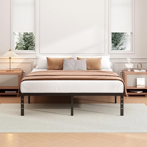 Hafenpo 18 Inch Full Bed Frame, Under Bed Storage, Black