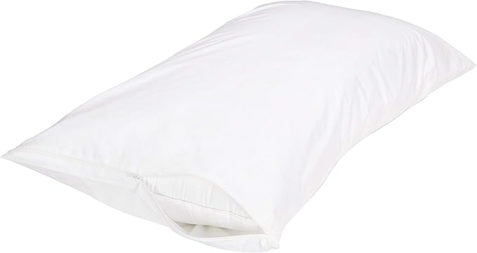 Amazon Basics King Pillow Pillowcases with Zipper, 100% Cotton Hypoallergenic, Pillow Protector, White (37 x 21 Inches), Pillows Not Included