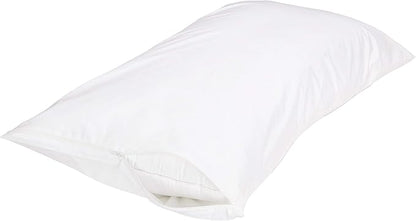 Amazon Basics King Pillow Pillowcases with Zipper, 100% Cotton Hypoallergenic, Pillow Protector, White (37 x 21 Inches), Pillows Not Included