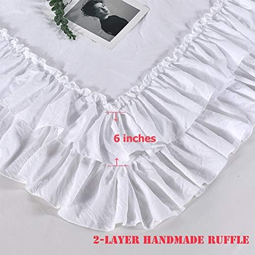 Masaca White Twin Comforter with Ruffles,Shabby Boho Chic Ruffle Comforter Set Farmhouse Twin Bedding Sets,3pcs Vintage Aesthetic Kids Bedding Sets for Girls