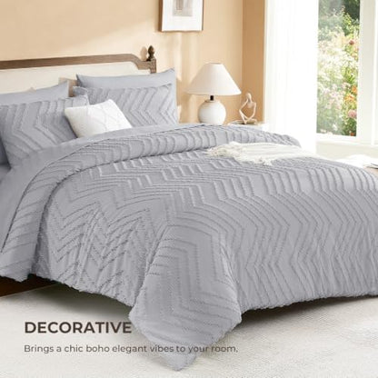 Litanika Super King Comforter Set with Sheets, 7 Pieces Boho Bed Set