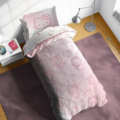 Sanrio Hello Kitty Twin Comforter Set 5 Piece Bedding for Girls, Pink
