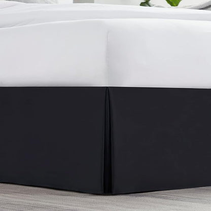 Nestl Black Full Bed Skirt - Full Size Bed Skirt 14 Inch Drop - Brushed Microfiber Bed Skirts - Hotel Quality Pleated Bed Skirt - Shrinkage & Fade Resistant