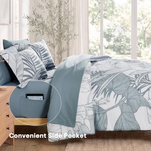 Full Size Comforter Sets-7 Pieces Blue Jungle Bed in a Bag Full Bedding Set