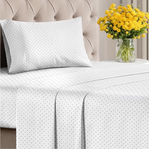 Twin 3 Piece Luxury Striped Sheet Set - Soft, Breathable & Cooling - Dots