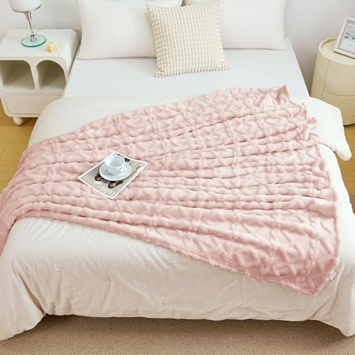 Aganear Fleece Throw Blanket for Couch Sofa 50"x60" Pink
