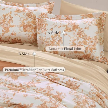 BLOOMHAVEN Full Size Comforter Sets-7 Pieces Autumn Floral Bed in a Bag