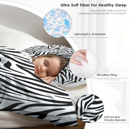 Pamnest Queen Comforter Set, 3 Pieces Zebra Animal Bedding, All Season