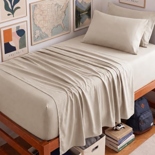 CozyLux Twin XL Sheet Set 4-Piece, 21-Inch Deep Pocket, Soft Brushed Feel