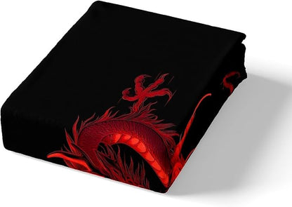 Feelyou Dragon Monster Bedding Set Queen Size Red Dragon Duvet Cover for Adult Kids Boys Girls Classical Monster Comforter Cover Set Black Red Cool Bedspread Cover 3Pcs Zipper