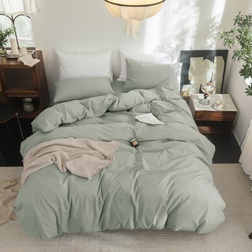 FOSSA Duvet Cover Set 100% Washed Cotton Linen Feel Super King Plus