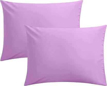 FLXXIE Pillow Cases Standard Size, Soft Microfiber Pillow Covers with Envelope Closure, Wrinkle, Stain Resistant Pillowcases, 2 Piece Set, 20x26, Lavender