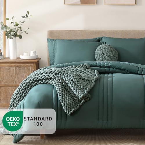 Twin XL Comforter Set-5 Pieces Blue Green Bed in a Bag Twin Bedding Sets