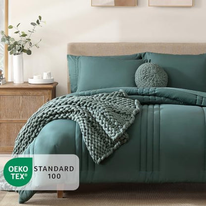 Twin XL Comforter Set-5 Pieces Blue Green Bed in a Bag Twin Bedding Sets