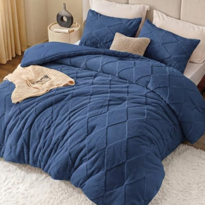 EXQ Home Tufted Diamond Comforter Set Twin, 2 Pieces Bed Set,Dark Blue