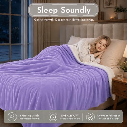 Electric Heated Blanket 84"x90" Queen Size, Light Purple