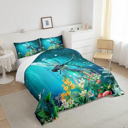 Feelyou Dragonfly Bedding Set Toddler Size 3Pcs for Boys Girls Children