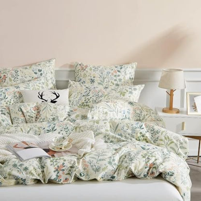 Botanical Floral Comforter Set Twin XL Fluffy Soft Garden Style Cute Floral Bedding Comforter Vintage Botanical Flowers Comforter with 2 Pillowcases Aesthetic Wildflower Cottagecore Comforter Set