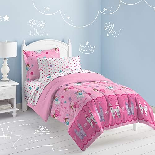 dream FACTORY Magical Princess Ultra Soft Microfiber Girls Comforter Set, Pink, Twin