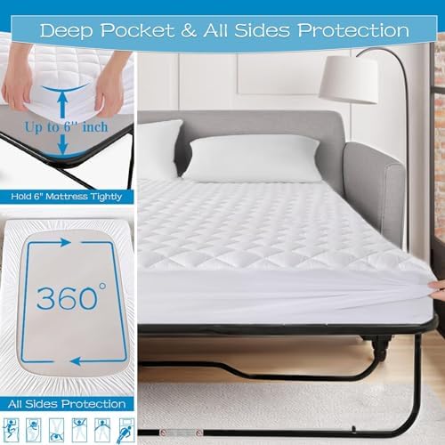 GRT Waterproof Sofa Bed Mattress Pad, Full Sleeper Sofa Mattress Protector