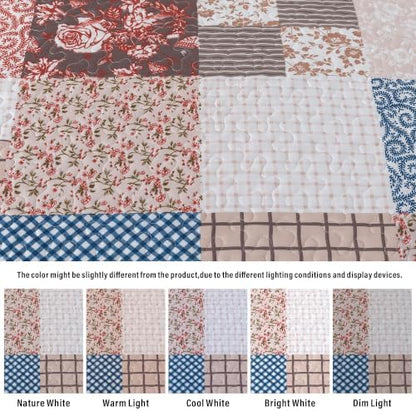 HoneiLife Microfiber Quilt Sets Queen - Lightweight Bedspreads 3-Piece, Checkered Coverlets for Queen Bed, Vintage Bedding Sets All Season Use