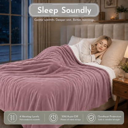 Electric Heated Blanket 84"x90" Queen Size, Berry